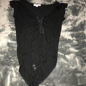 Black one piece crisscross T-shirt